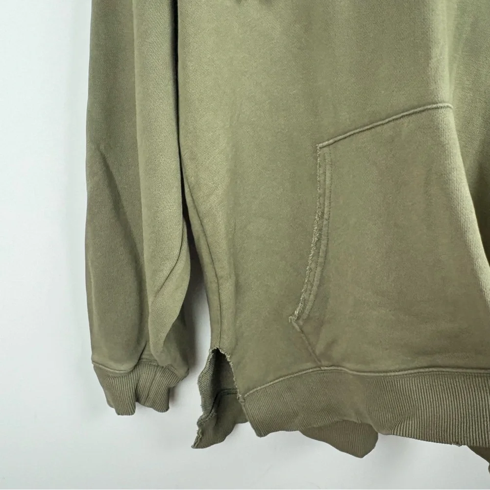 Aerie Barefoot Hoodie Oversized V Neck Green Sweatshirt Sweater Distressed XS - Picture 5 of 8